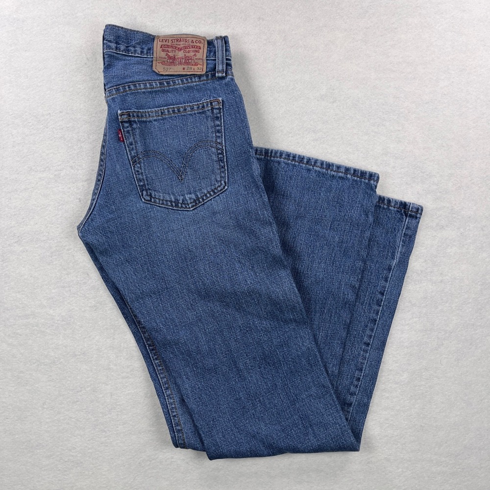 Levis 527 Slim Bootcut Jeans Mens 28x32 Medium Wash Blue Denim 100% Cotton